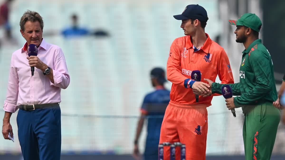 Etv BharatNetherlands vs Bangladesh Toss Report  Netherlands vs Bangladesh  Cricket World Cup 2023  Scott Edwards  Shakib Al Hasan  ഷാക്കിബ് അല്‍ ഹസന്‍  സ്‌കോട്ട് എഡ്വേർഡ്‌സ്  ഏകദിന ലോകകപ്പ് 2023  നെതര്‍ലന്‍ഡ്‌സ് vs ബംഗ്ലാദേശ്