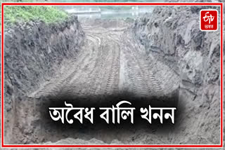 Illegal sand mining at Burhidihing in Dibrugarh