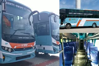 Etv BharatKSRTC Bus Modifying  KSRTC Bus  മുഖ്യമന്ത്രിയുടെയും മന്ത്രിമാരുടെയും മണ്ഡലസദസ്  മണ്ഡലസദസ്  മണ്ഡലം സദസ് പരിപാടി  രൂപമാറ്റം വരുത്തിയ കെഎസ്ആർടിസി ബസ്  ഹൈബ്രിഡ് നോൺ എ സി സീറ്റർ കം സ്ലീപ്പർ ബസ്  മണ്ഡലസദസ് പരിപാടി  മുഖ്യമന്ത്രിയുടെയും മന്ത്രിമാരുടെയും മണ്ഡലസദസ്  A redesigned KSRTC bus for Mandala sadas  Special KSRTC Swift Hybrid Bus for Mandala sadas  KSRTC Swift Hybrid Bus