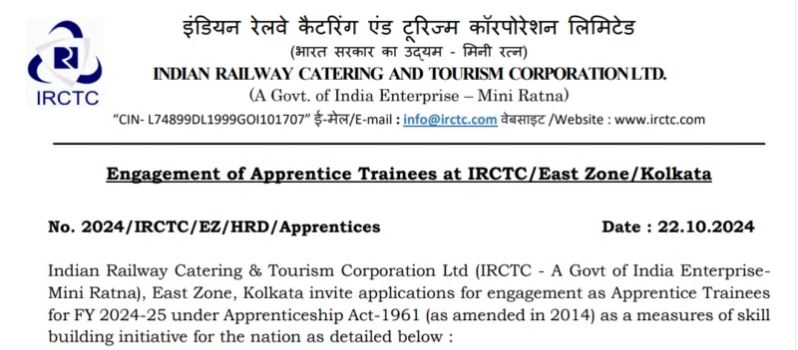 IRCTC Apprentice Recruitment 2024