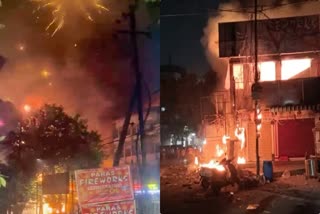 A massive fire broke out in a Diwali firework shop in Hyderabad