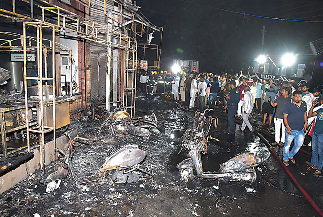 A massive fire broke out in a Diwali firework shop in Hyderabad