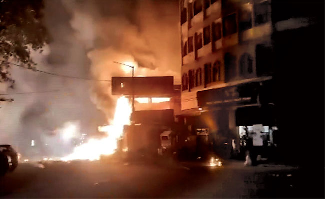 A massive fire broke out in a Diwali firework shop in Hyderabad