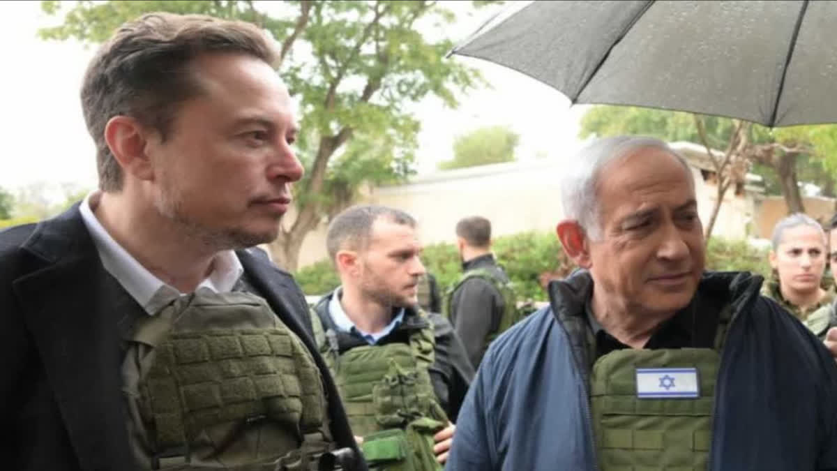 ISRAEL HAMAS CONFLICT TESLA CEO ELON MUSK MEETS ISRAELI PM BENJAMIN NETANYAHU