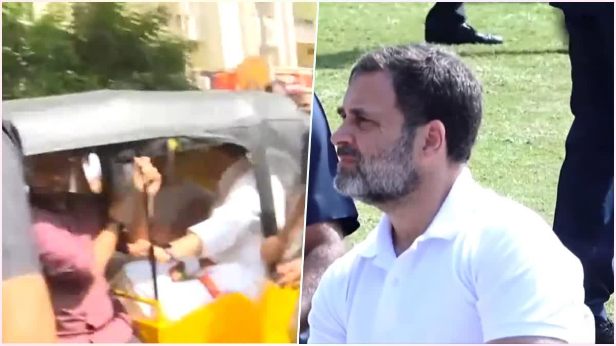 Congress MP Rahul Gandhi interacts with auto drivers