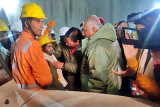 First picture of one of the rescued workers in Silkyara Tunnel (ANI)