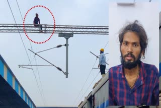 Psychopath climbs electricity pole