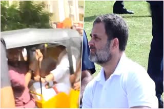 Congress MP Rahul Gandhi interacts with auto drivers