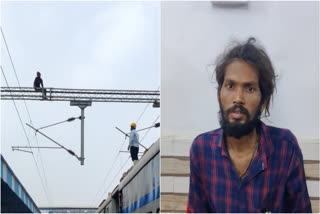 A mentally ill individual climbed on top of the main electricity distribution conductor at Nandurbar railway station, causing chaos and stopping train service for almost two hours