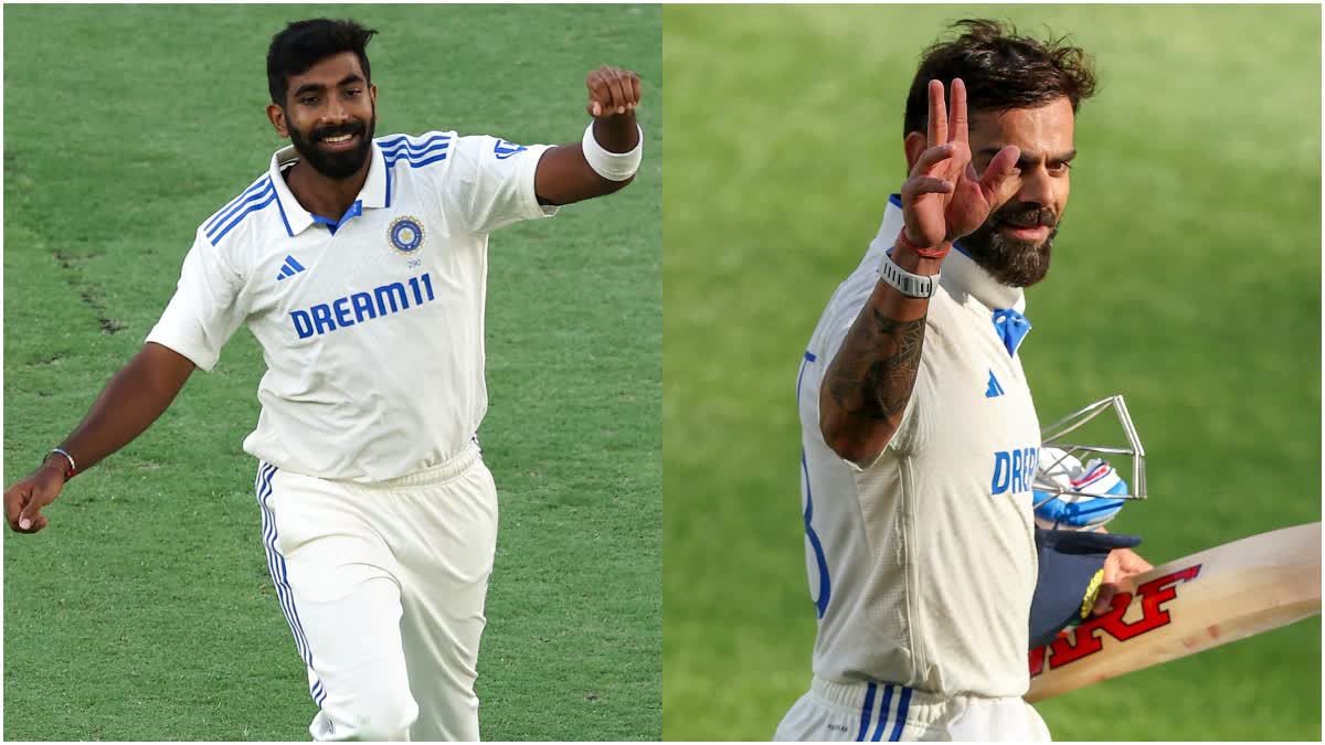 INDIAN PACER BUMRAH  BUMRAH NUMBER ONE BOWLER  INDIA VS AUSTRALIA PERTH TEST  VIRAT KOHLI ROHITH SHARMA JAISWAL