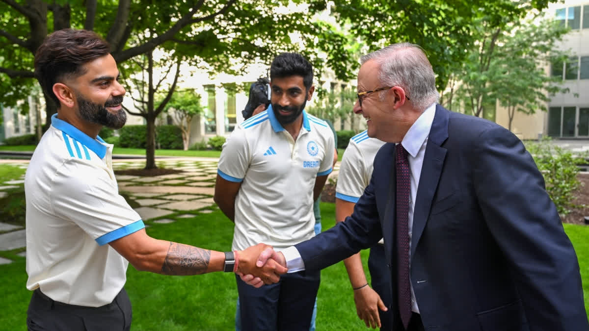 Australian Prime Minister Anthony Albanese and Virat Kohli engaged in friendly banter while Rohit Sharma Addressed Australia's Parliament House on Thursday, November 28, 2024.