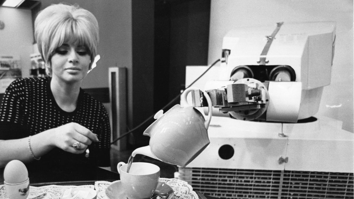 Robot 'Unimate X' Pouring A Cup Of Tea in 1967 UK