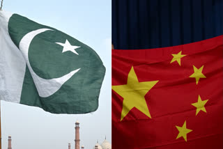 Pakistan Flag (left) and China flag (right)