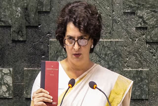 Congress leader Priyanka Gandhi Vadra takes oath as a Member of Parliament in the Lok Sabha during the Winter session of Parliament, in New Delhi, Thursday, Nov. 28, 2024.