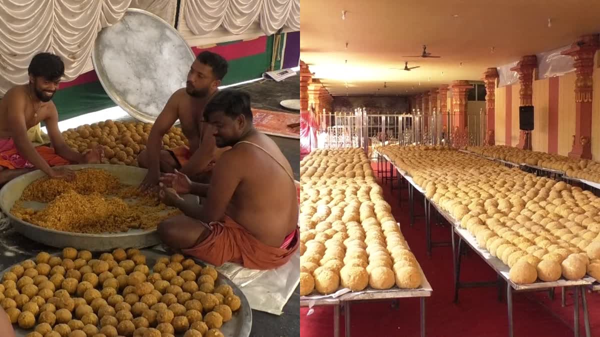 Preparation for distribution of 2 lakh laddu's in Mysore temple