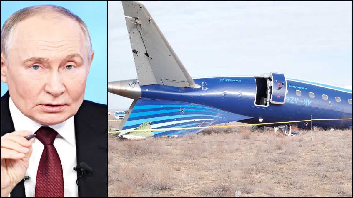 Russian President Vladimir Putin and the crashed plane