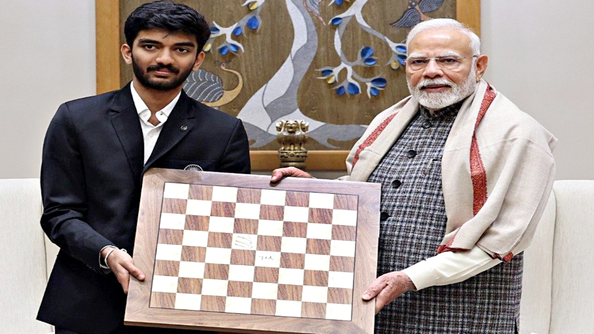 D GUKESH WITH PM MODI