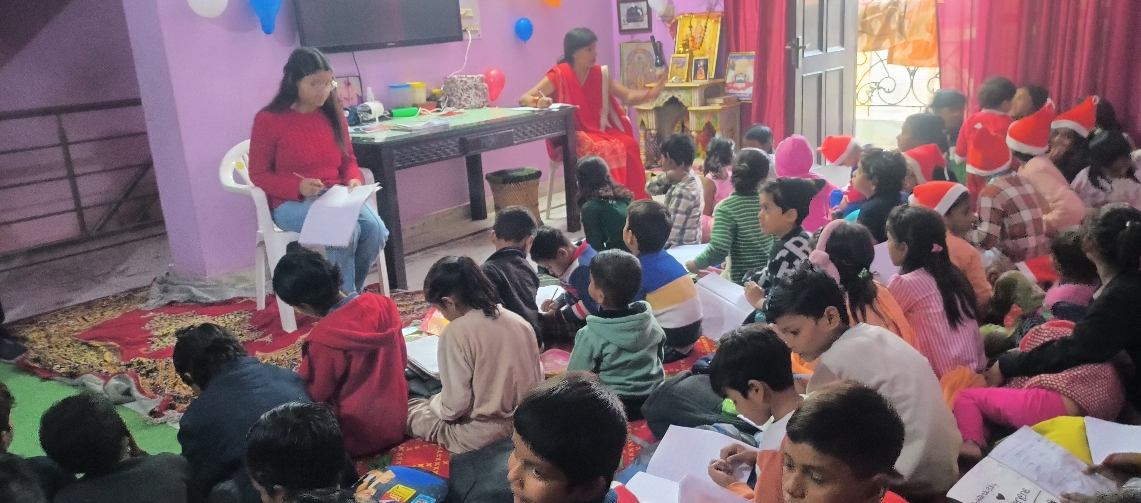 Children studying in NGO