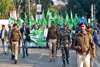 JMM workers protest march