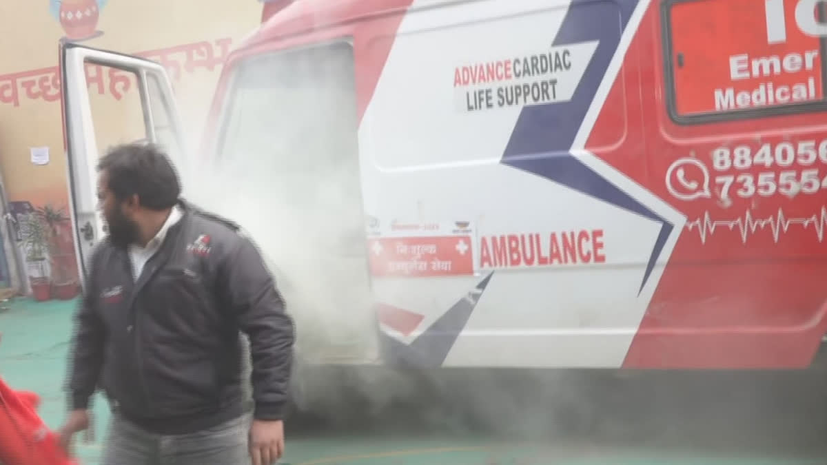 Ambulance Conveying Injured People in a stampede Caught Fire