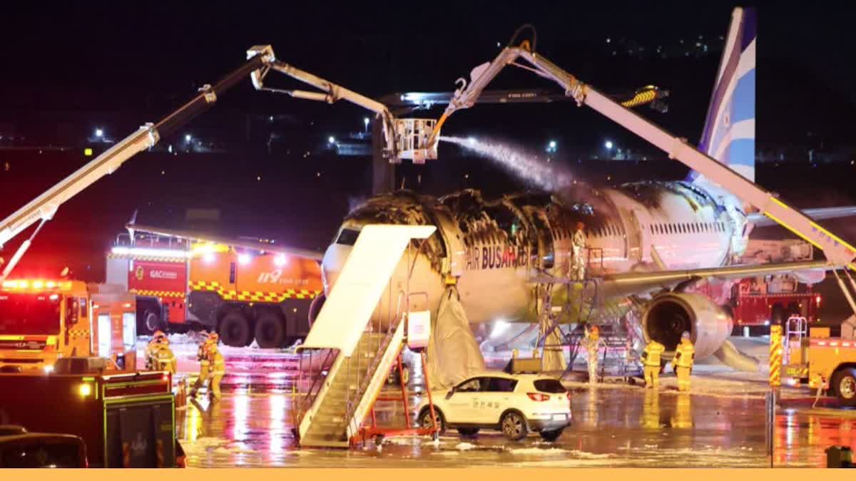 Passenger Plane Caught fire in south korean airport