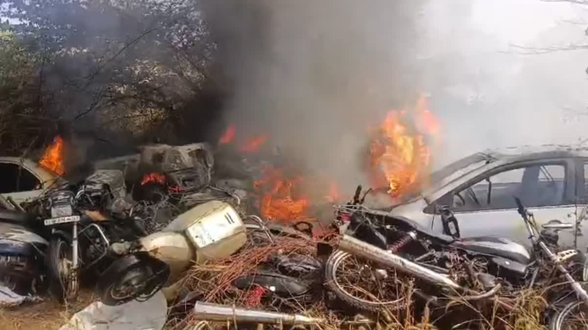 Fire breaks out at vehicle parking lot; over 130 vehicles gutted