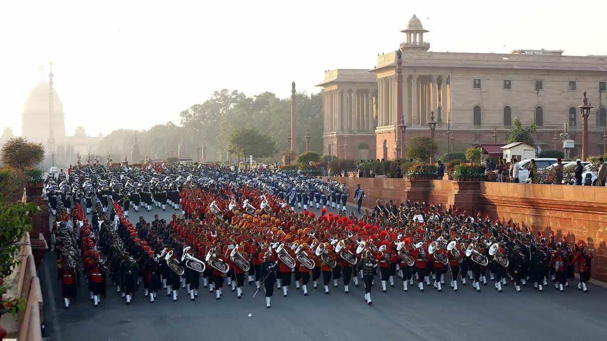 Beating Retreat Ceremony Begins, Bands March To Foot-Tapping Indian Tunes