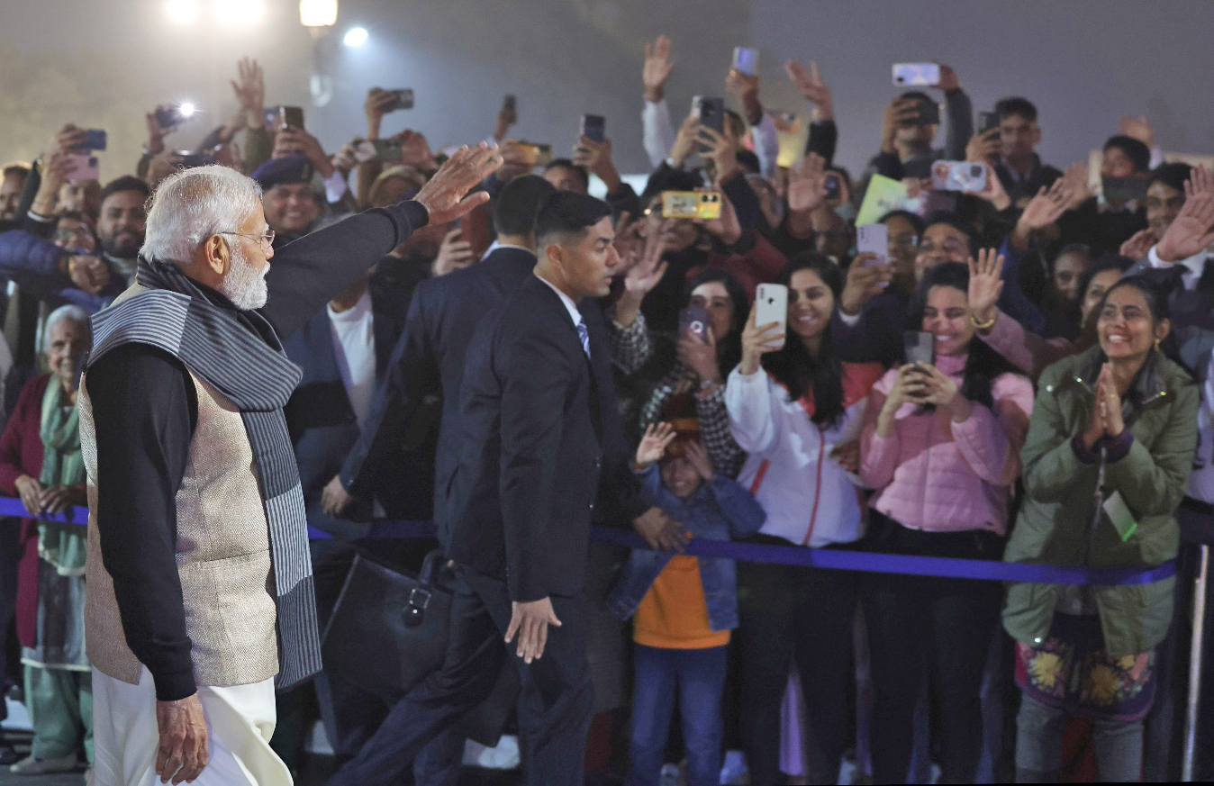 Beating Retreat ceremony at Vijay Chowk.