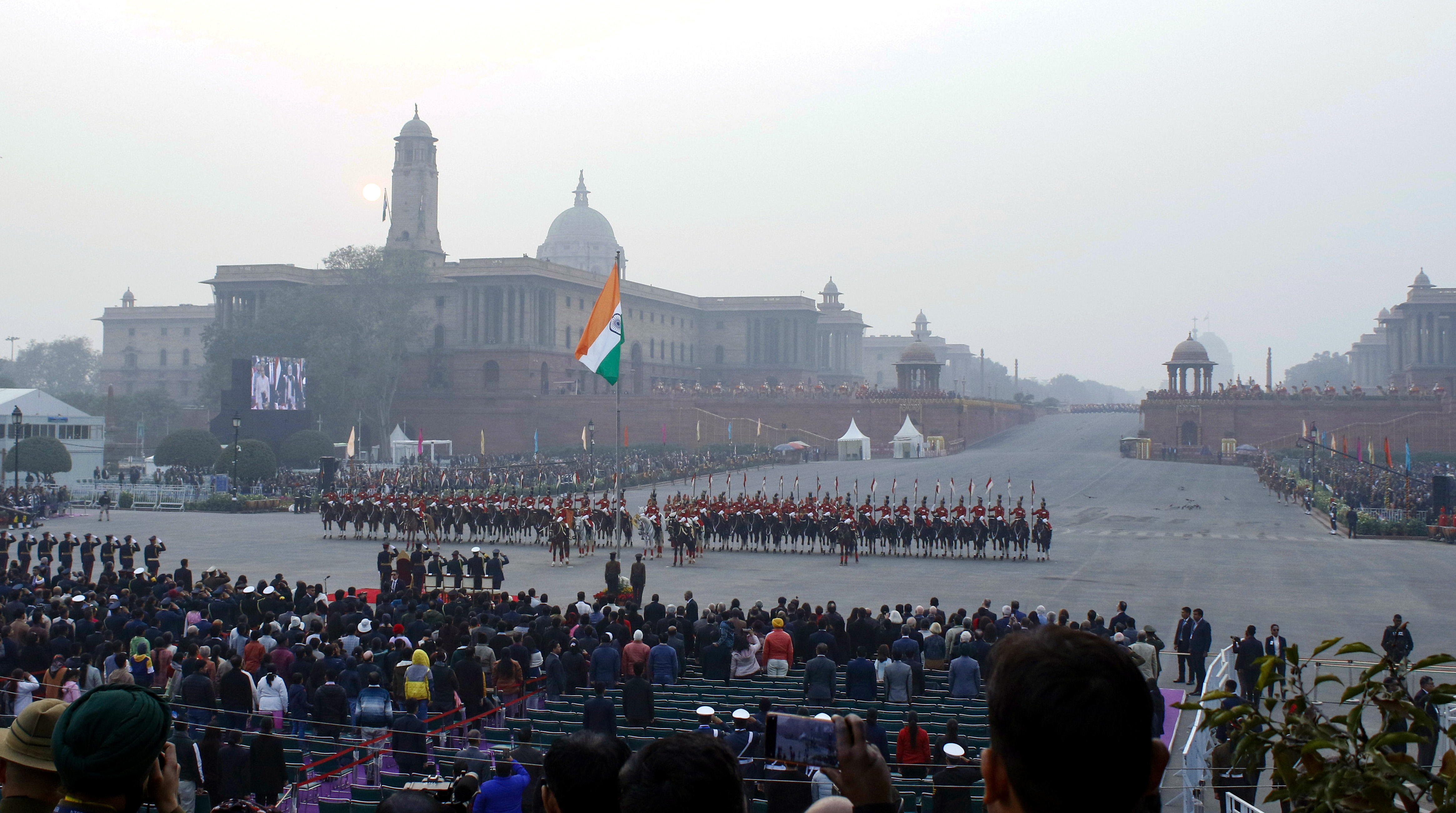 Beating Retreat ceremony at Vijay Chowk.