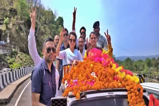 ACTRESS KANGANA RANAUT  KANGANA RANAUT ROAD SHOW MANDI  KANGANA RANAUT ROAD SHOW NEWS  LOK SABHA ELECTIONS 2024