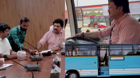 KSRTC  TRIAL RUN OF NEW BUS  TRANSPORT MINISTER KB GANESH KUMAR  ASHOK LEYLAND COMPANY