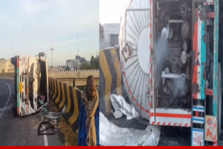 Gas leak due to truck overturning in Ludhiana, major accident narrowly averted
