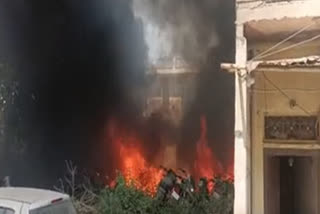 Fire in Khairthal's Tapukda police station premises