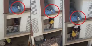 neighbours rescue baby girl from sunshade at apartment in chennai video goes viral