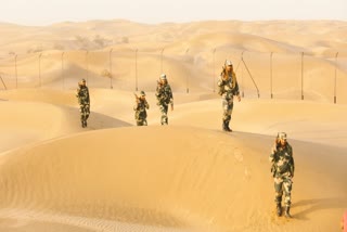 BSF jawans on patrol duty in Rajasthan's Jaisalmer