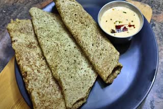 Ragi and Green gram Dosa in Telugu