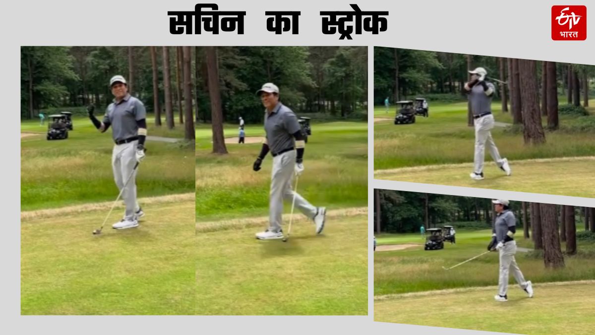 Sachin Tendulkar playing golf.