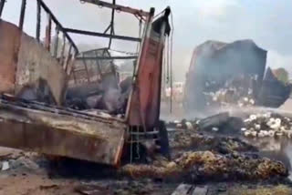 Jaipur: Five people, several cattle burnt alive in fire caused by collision between three trucks
