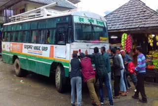 Fire incident in HRTC Bus in Thunag.