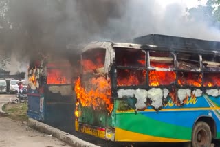 bus caught fire at Kantatoli bus stand