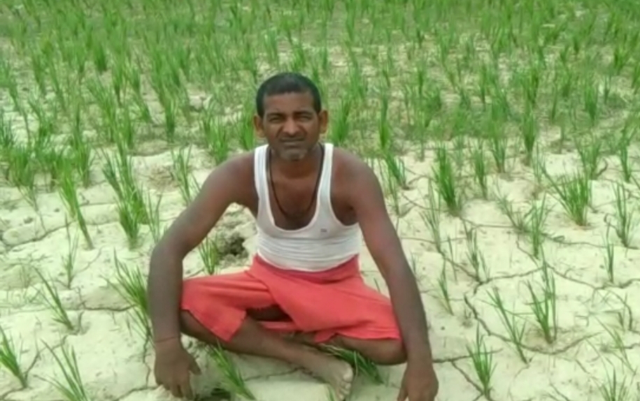 बिना पानी के खेत में पड़ी दरारे, परेशान किसान