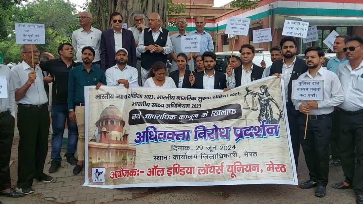 تین نئے قوانین کے خلاف آل انڈیا لائیر یونین کا میرٹھ میں احتجاج