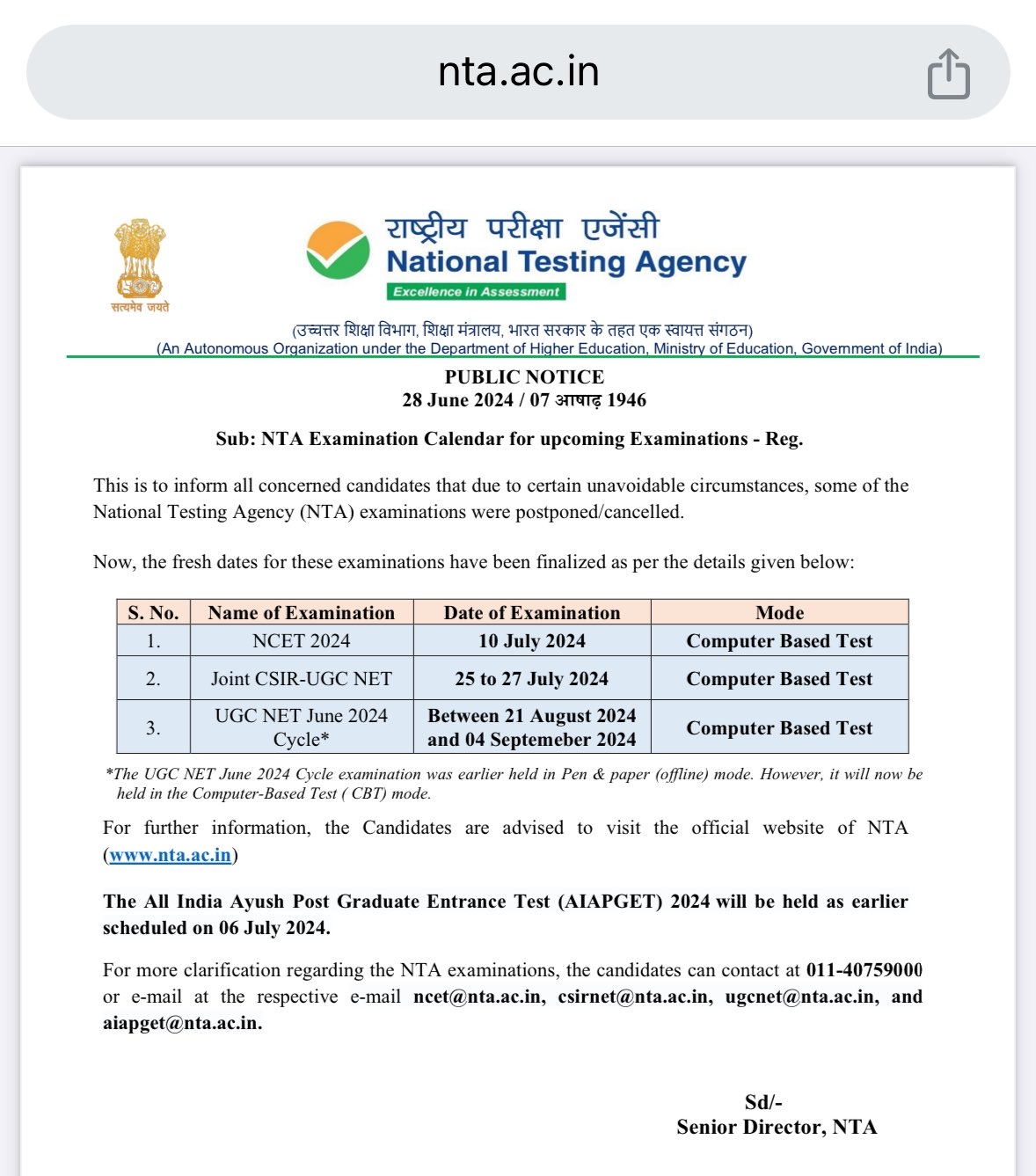 UGC NET 2024 Exam New Dates