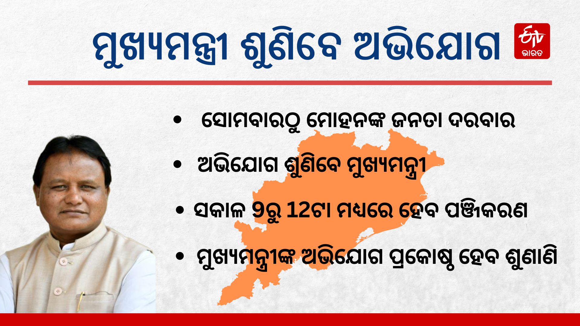 CM Mohan Charan Majhi will regularly hold the hearing of public grievances in Bhubaneswar from July 1