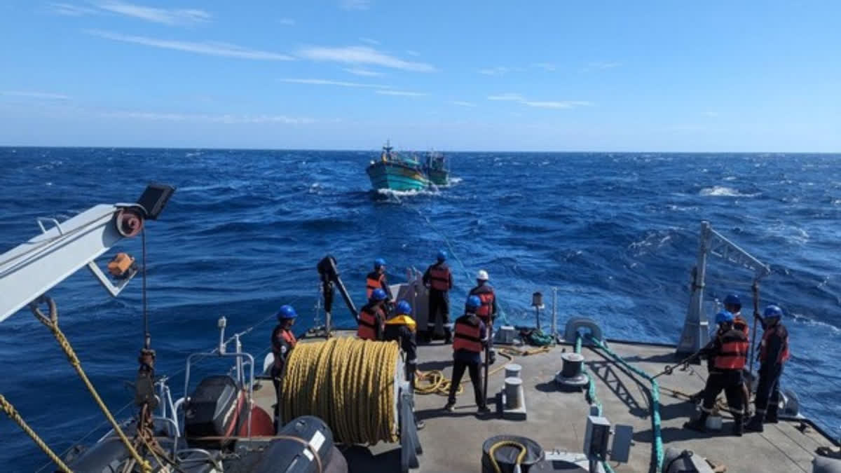 Naval Ship Khanjar nagivates rough sea, brings back 36 stranded Indian fishermen