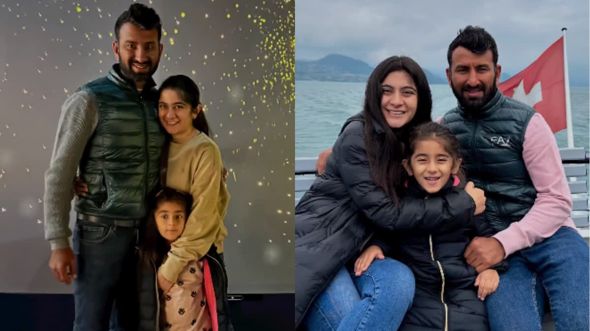 Cheteshwar Pujara enjoys a trip with family  Cheteshwar Pujara  puja pabari  Cheteshwar Pujara Viral video  Cheteshwar Pujara Instagram  ചേതേശ്വര്‍ പുജാര  ചേതേശ്വര്‍ പുജാര ഇന്‍സ്റ്റഗ്രാം  പൂജ പബരി  ചേതേശ്വര്‍ പുജാര ഭാര്യ പൂജ പബരി