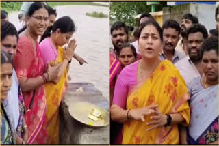 MP Kavitha visits flood areas in Yellandu