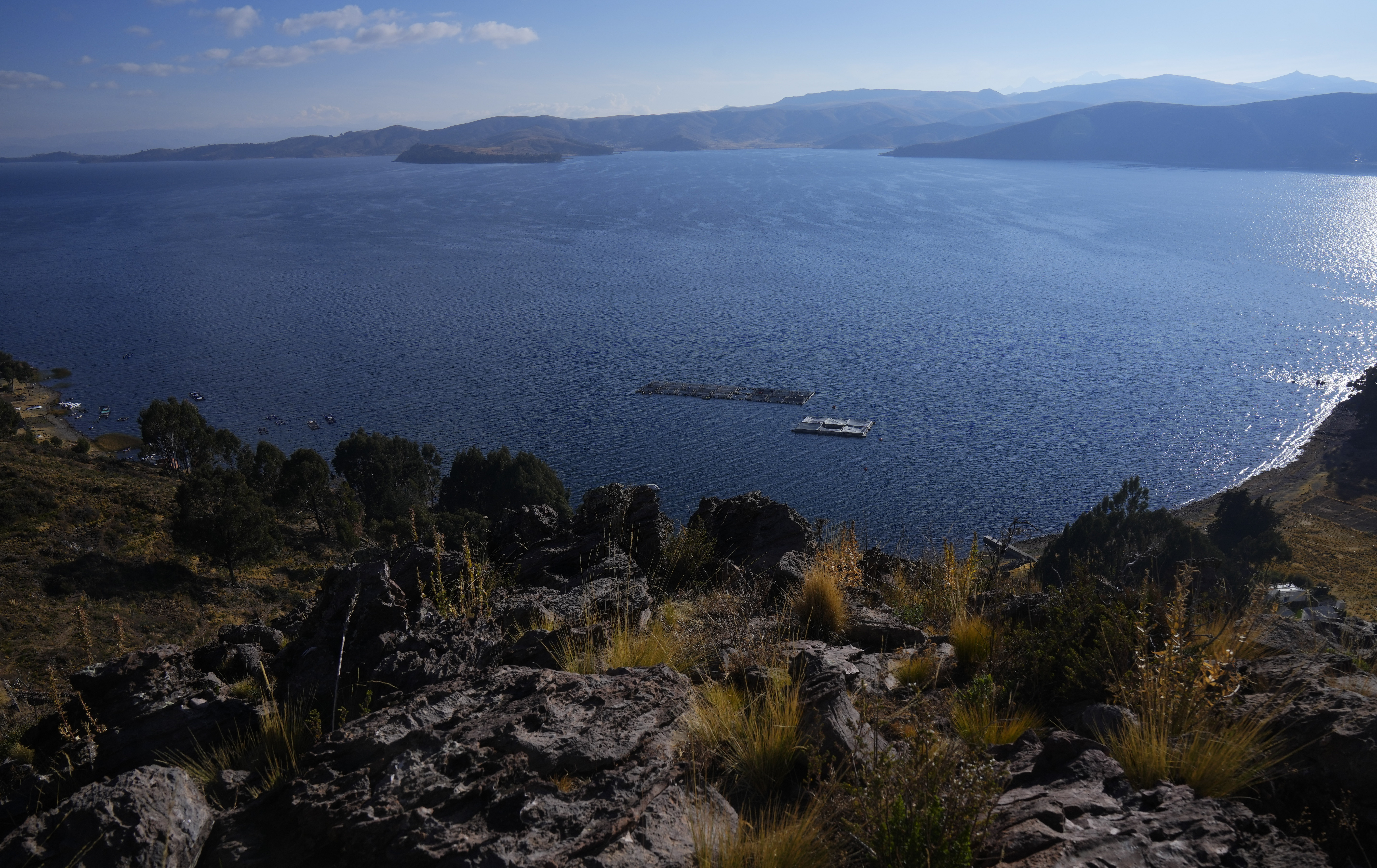 The lake's low water level is having a direct impact on the local flora and fauna and is affecting local communities that rely on the natural border between Peru and Bolivia for their livelihood.