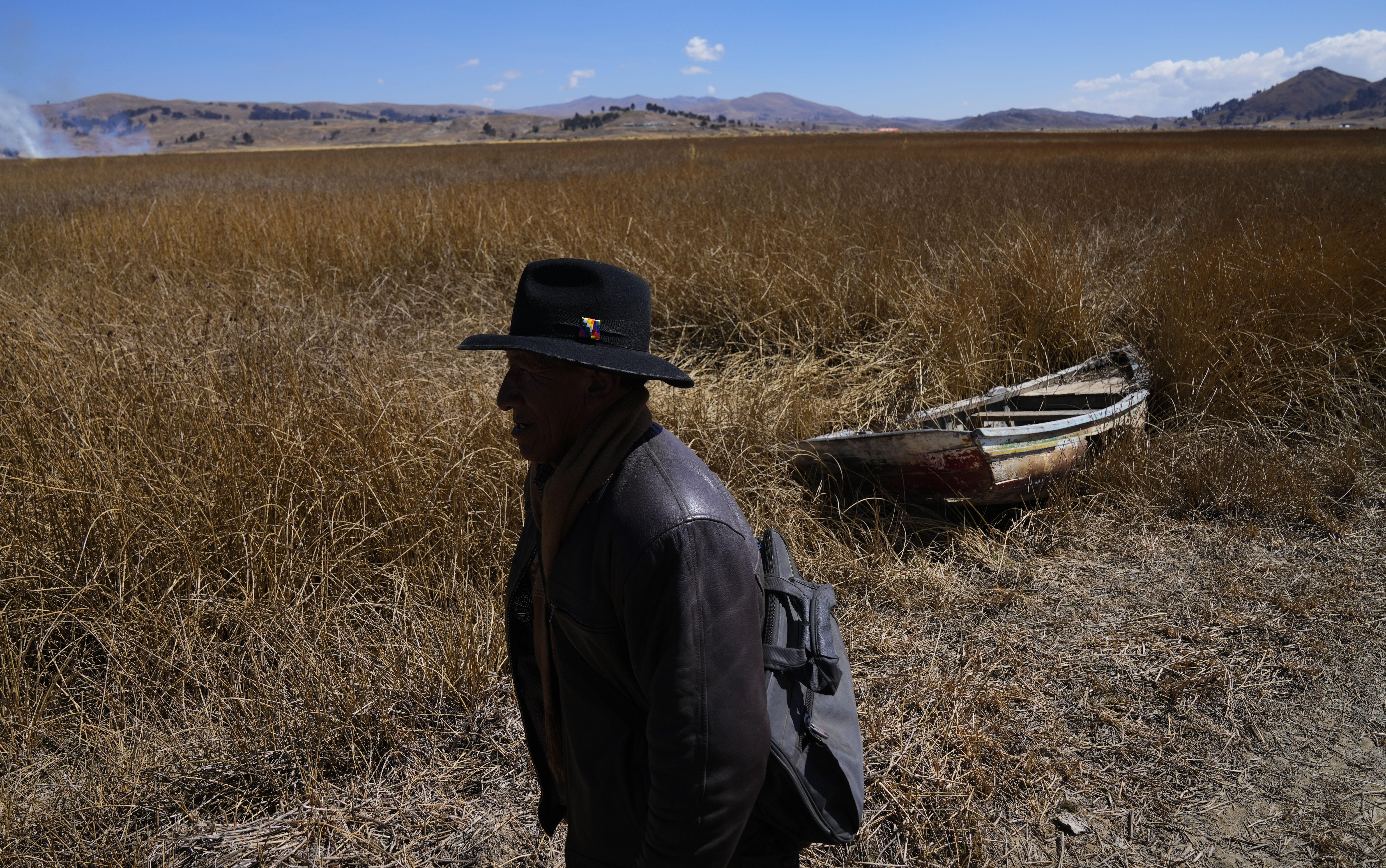 The lake's low water level is having a direct impact on the local flora and fauna and is affecting local communities that rely on the natural border between Peru and Bolivia for their livelihood.