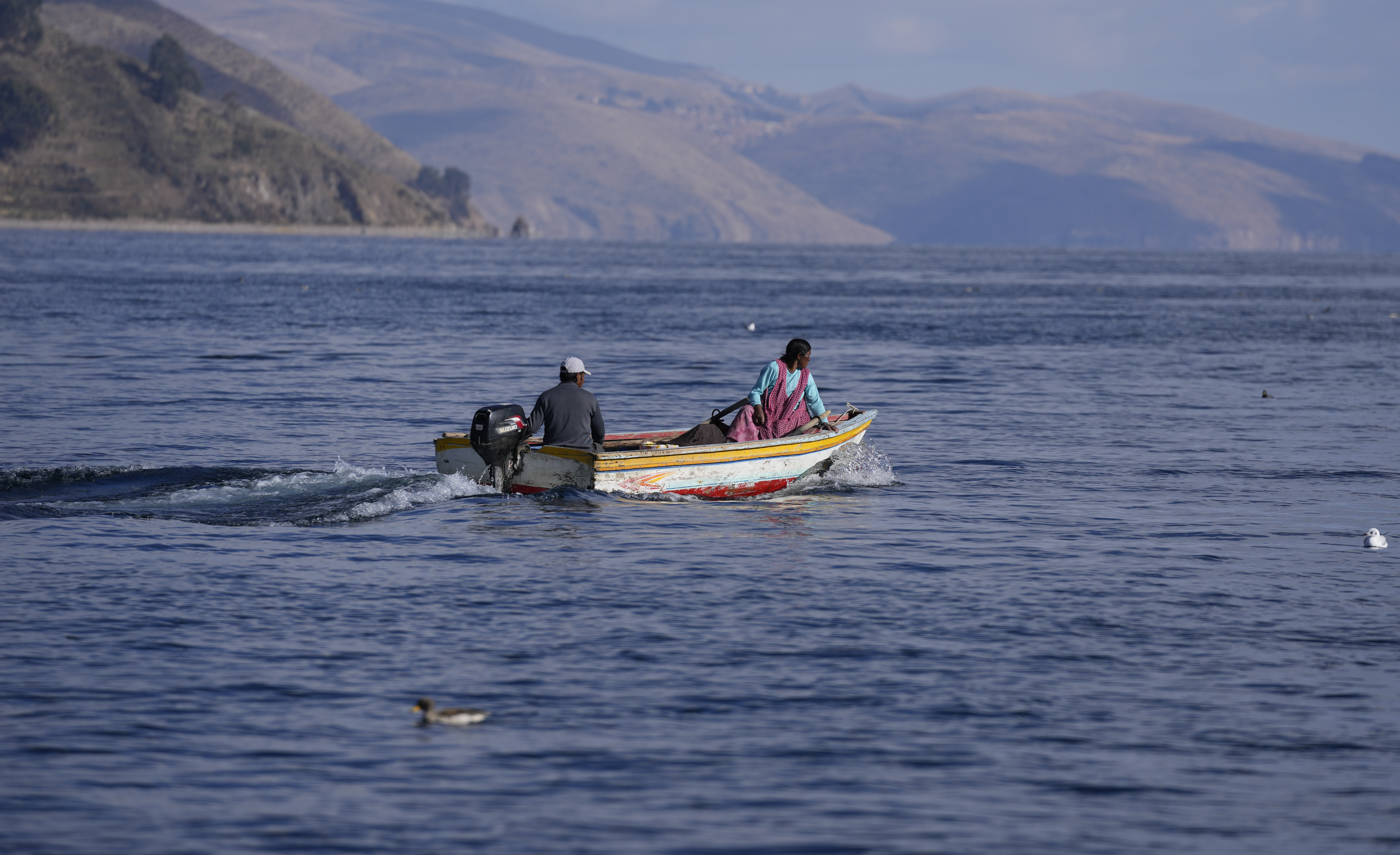 The lake's low water level is having a direct impact on the local flora and fauna and is affecting local communities that rely on the natural border between Peru and Bolivia for their livelihood.